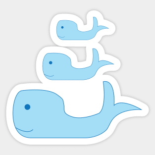 Cute Blue Whale Family of Three in the Deep Blue Sea Sticker